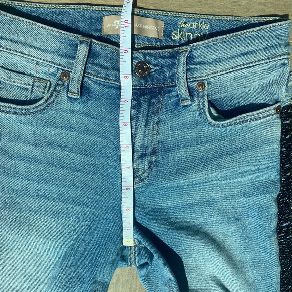 7 For All Mankind jeans Luxe Vintage Ankle Skinny Flora Beaded Fringe 26 - Picture 8 of 15